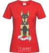 Women's T-shirt Doberman playing red фото