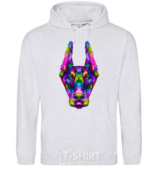 Men`s hoodie Colored doberman sport-grey фото