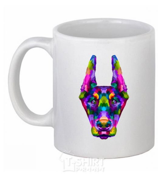 Ceramic mug Colored doberman White фото