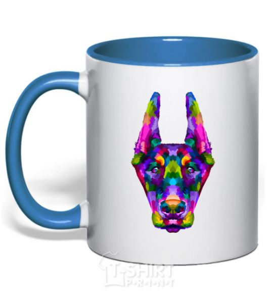 Чашка с цветной ручкой Colored doberman Ярко-синий фото