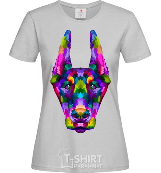 Women's T-shirt Colored doberman grey фото