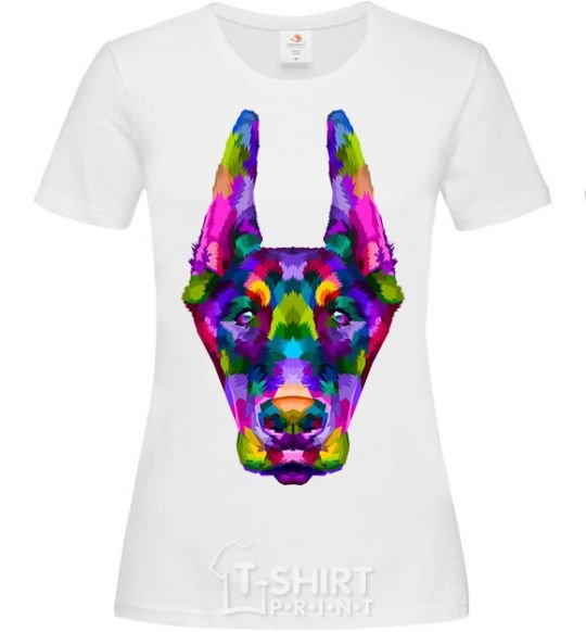 Women's T-shirt Colored doberman White фото