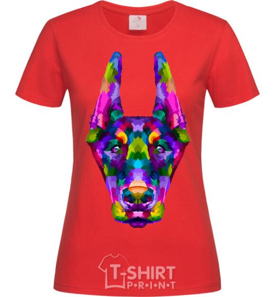 Women's T-shirt Colored doberman red фото