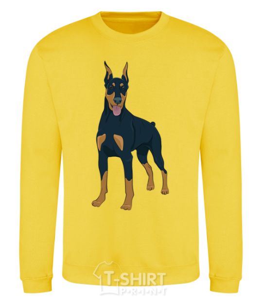 Sweatshirt The Doberman is standing yellow фото