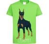 Kids T-shirt The Doberman is standing orchid-green фото