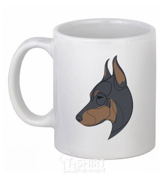 Ceramic mug Doberman portrait White фото