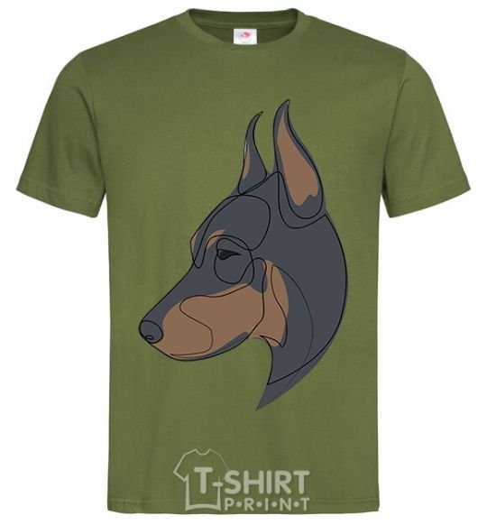 Men's T-Shirt Doberman portrait millennial-khaki фото