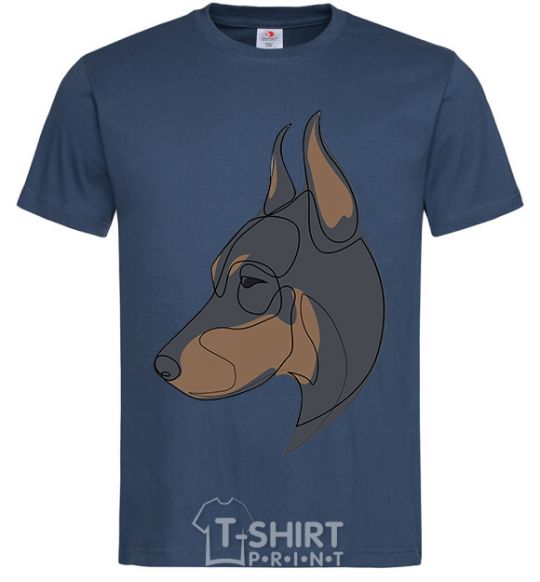 Men's T-Shirt Doberman portrait navy-blue фото