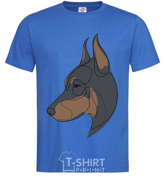 Men's T-Shirt Doberman portrait royal-blue фото