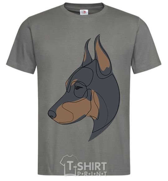 Men's T-Shirt Doberman portrait dark-grey фото