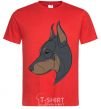 Men's T-Shirt Doberman portrait red фото