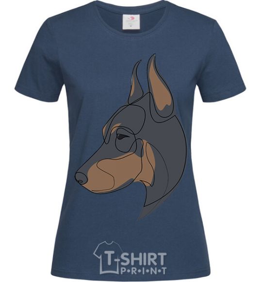 Women's T-shirt Doberman portrait navy-blue фото