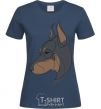 Women's T-shirt Doberman portrait navy-blue фото