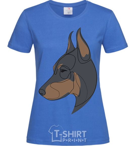 Women's T-shirt Doberman portrait royal-blue фото