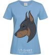 Women's T-shirt Doberman portrait sky-blue фото