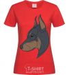 Women's T-shirt Doberman portrait red фото