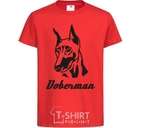 Kids T-shirt DOBERMAN red фото