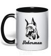 Mug with a colored handle DOBERMAN black фото