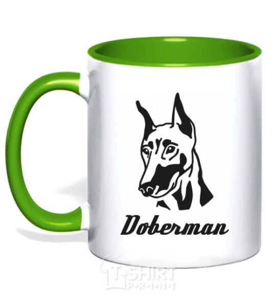 Mug with a colored handle DOBERMAN kelly-green фото