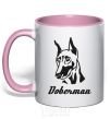 Mug with a colored handle DOBERMAN light-pink фото