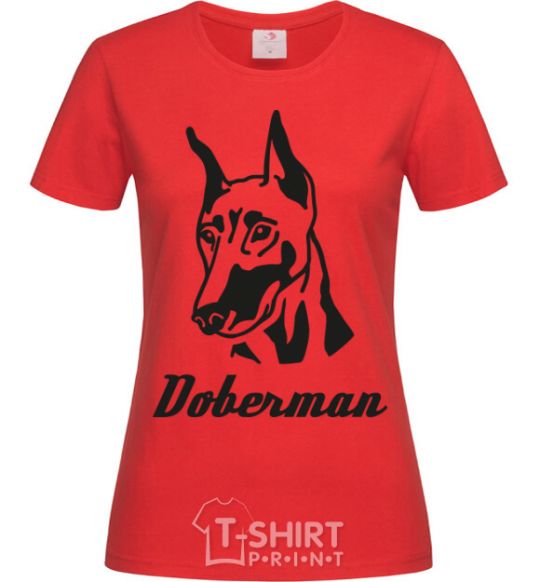 Women's T-shirt DOBERMAN red фото