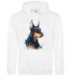 Мужская толстовка (худи) Watercolor doberman Белый фото