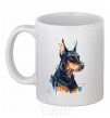 Ceramic mug Watercolor doberman White фото