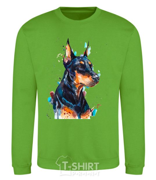 Sweatshirt Watercolor doberman orchid-green фото