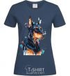 Women's T-shirt Watercolor doberman navy-blue фото