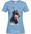 Women's T-shirt Watercolor doberman sky-blue фото