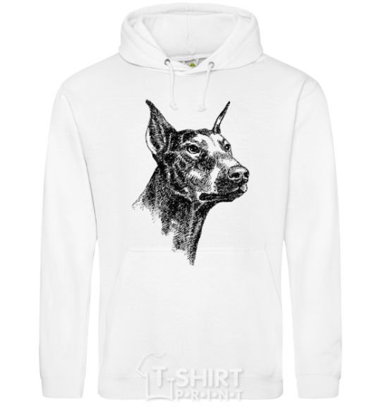 Men`s hoodie A Doberman's muzzle White фото