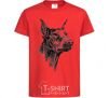 Kids T-shirt A Doberman's muzzle red фото