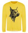 Sweatshirt A Doberman's muzzle yellow фото