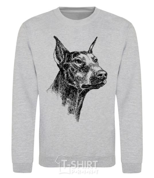 Sweatshirt A Doberman's muzzle sport-grey фото