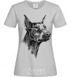 Women's T-shirt A Doberman's muzzle grey фото