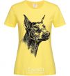 Women's T-shirt A Doberman's muzzle cornsilk фото