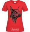 Women's T-shirt A Doberman's muzzle red фото