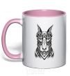 Mug with a colored handle Blackrcolor doberman light-pink фото