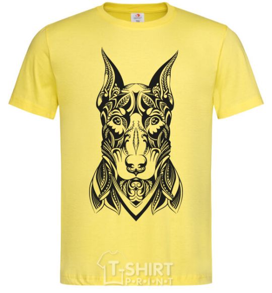 Men's T-Shirt Blackrcolor doberman cornsilk фото