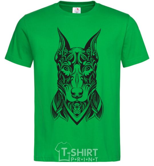 Men's T-Shirt Blackrcolor doberman kelly-green фото