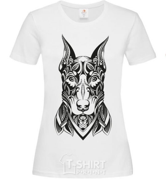 Women's T-shirt Blackrcolor doberman White фото