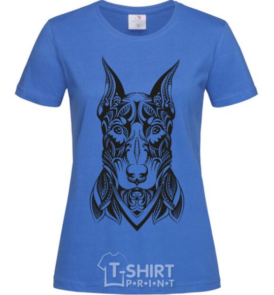 Women's T-shirt Blackrcolor doberman royal-blue фото