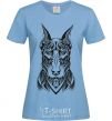 Women's T-shirt Blackrcolor doberman sky-blue фото