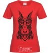 Women's T-shirt Blackrcolor doberman red фото