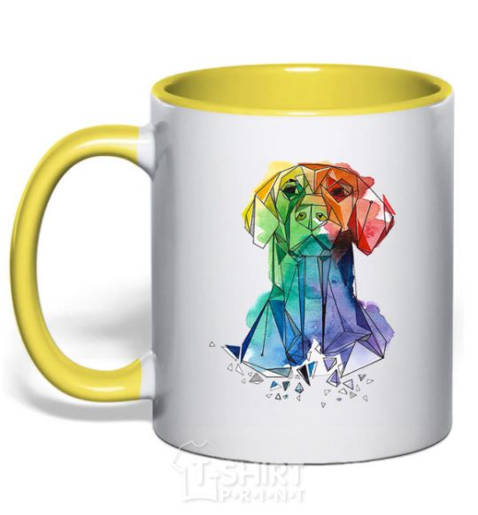 Mug with a colored handle Labrador colored yellow фото