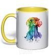 Mug with a colored handle Labrador colored yellow фото