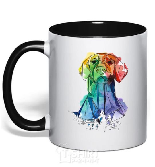 Mug with a colored handle Labrador colored black фото