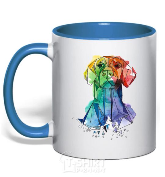 Mug with a colored handle Labrador colored royal-blue фото