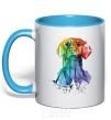 Mug with a colored handle Labrador colored sky-blue фото