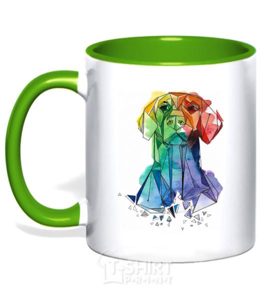 Mug with a colored handle Labrador colored kelly-green фото